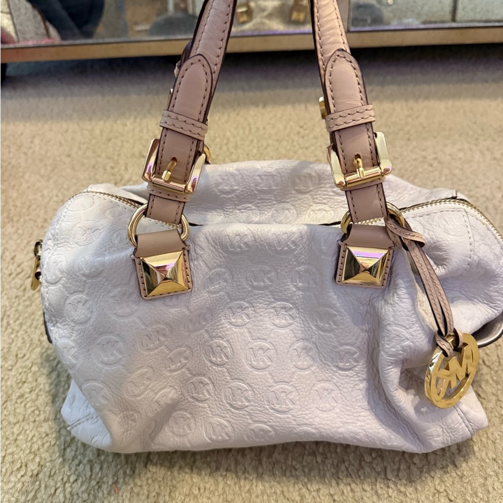 Michael Kors Cream Satchel with Gold Accents